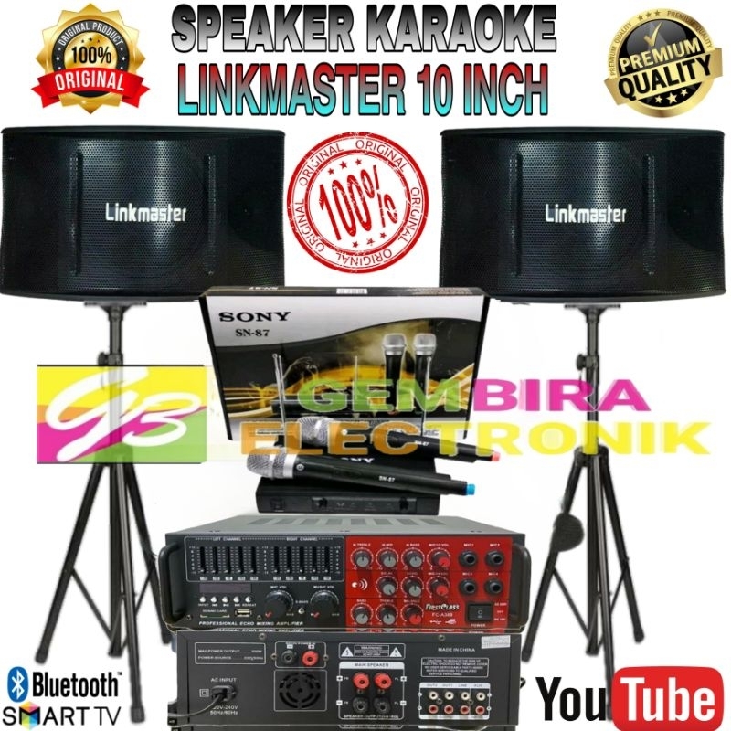 Jual Paket Karaoke Speaker LINKMASTER 10 inchi & ampli bluetooth Sound