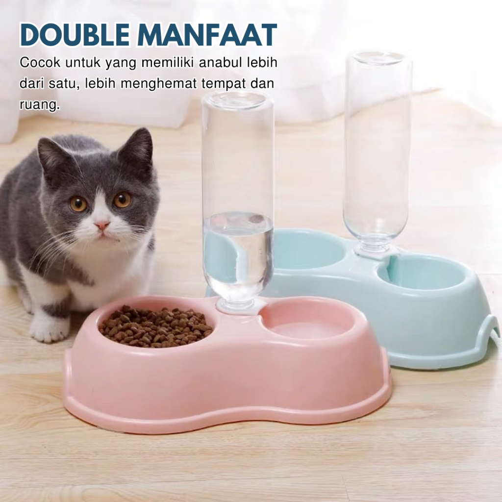 Jual Tempat Makan Minum 2 in 1 Otomatis Warna Pastel - Dispenser ...