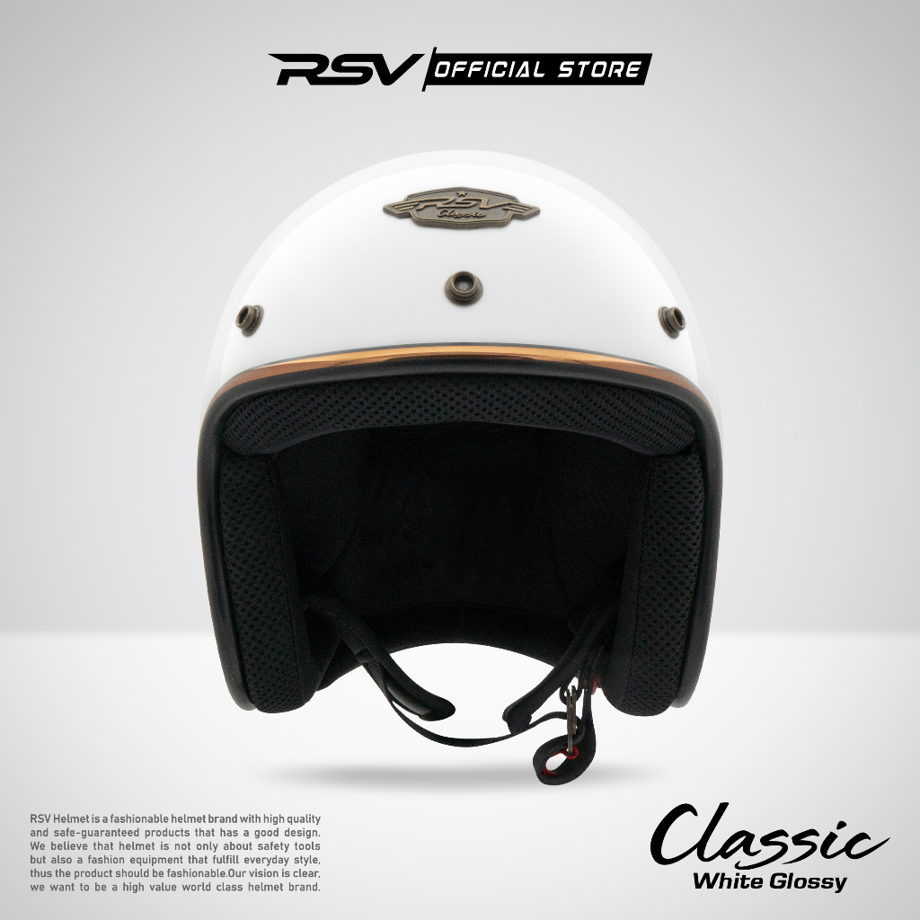 Jual RSV HELM CLASSIC WHITE GLOSSY | Shopee Indonesia