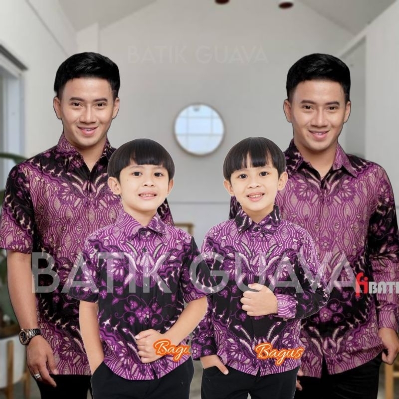 Jual TERBARU COUPLE SWEET - COUPLE BATIK AYAH DAN ANAK COWOK BATIK UNGU ...