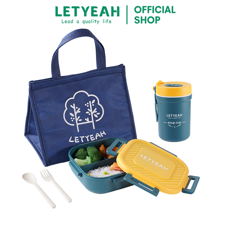 Jual Letyeah Kotak Bekal Makan Set Ml Dan Cangkir Sup Ml Lunch