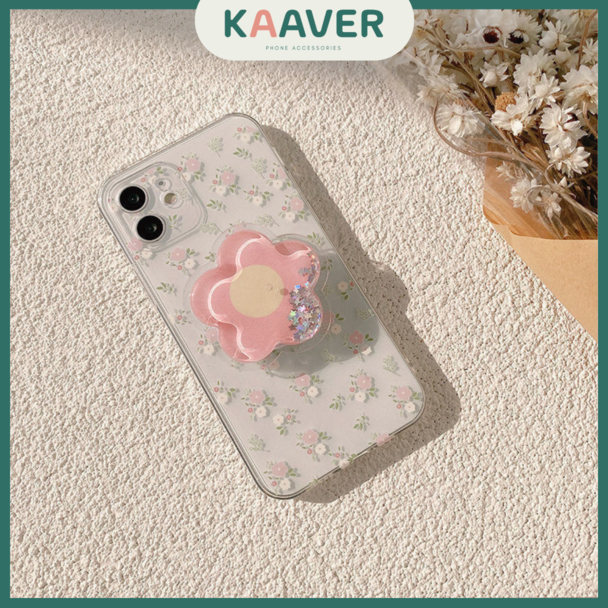 Jual KAAVER Pink Flower Popsocket TPU Case iPhone 14 15 Pro Max Plus