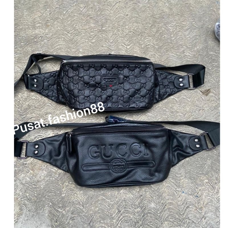 Tas waistbag pria gucci kulit asli import tas selempang pria branded