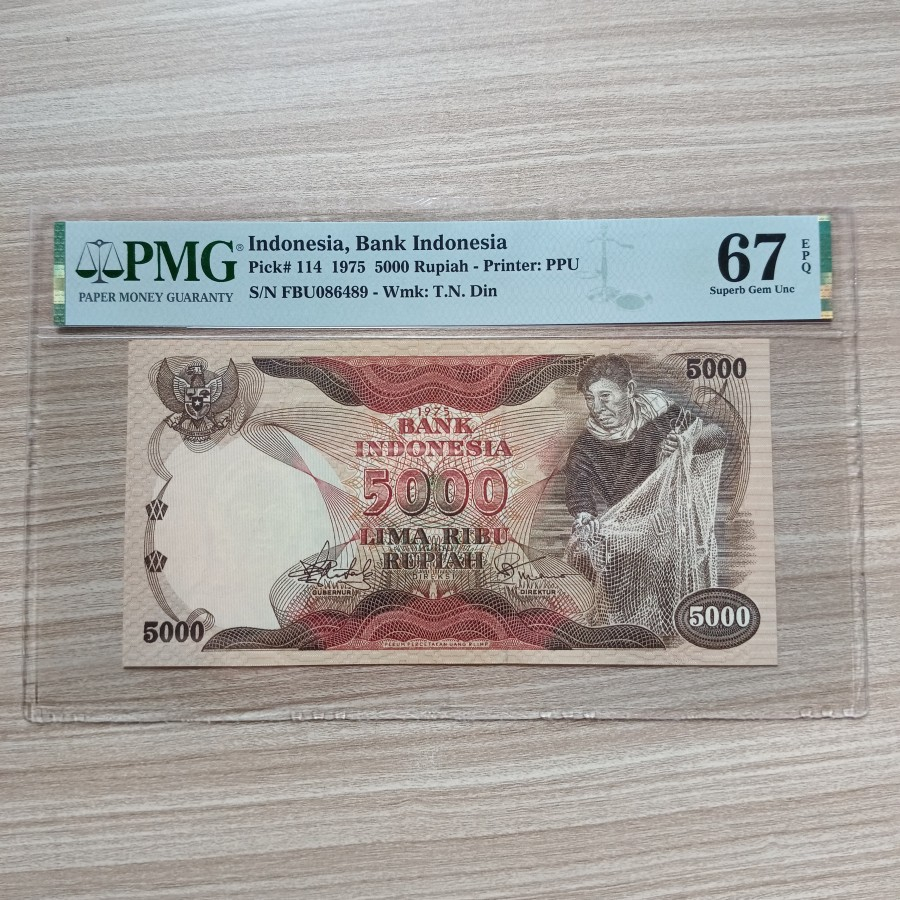 Jual PMG Uang Kuno 5000 Rupiah Penjala 1975 67 EPQ Superb UNC RARE ...
