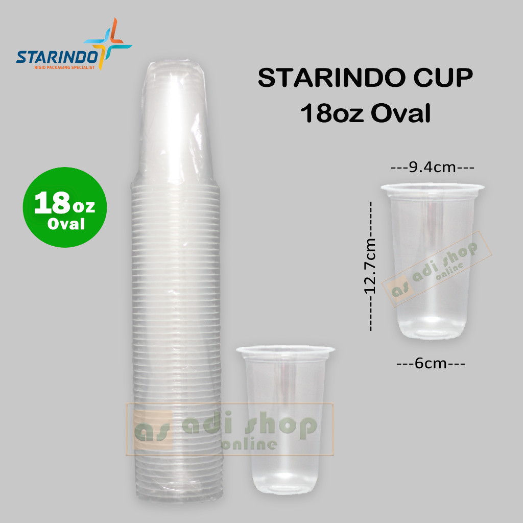 Jual Gelas Cup Plastik Datar Starindo 18oz Oval Tebal 8grm 1 Slop Isi 50cup Shopee Indonesia 3308