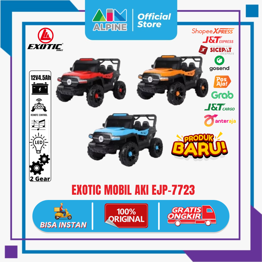 Jual MOBIL AKI ANAK EXOTIC RECHARGEABLE JEEP EJP-7723 BISA MANUAL DAN