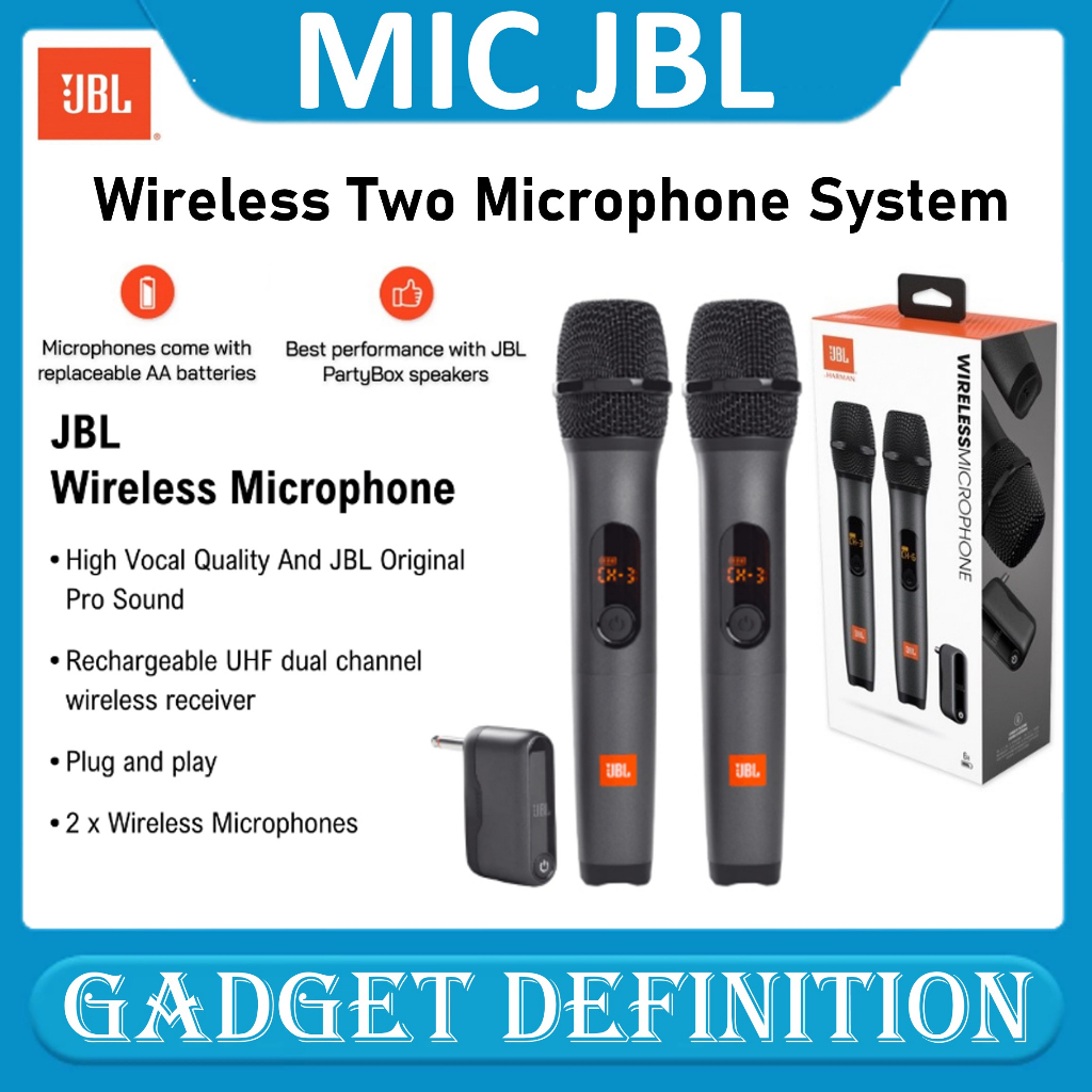 Jual JBL Microphone Wireless 2 Mic Profesional Mic Karaoke With Receiver For Karaoke Original