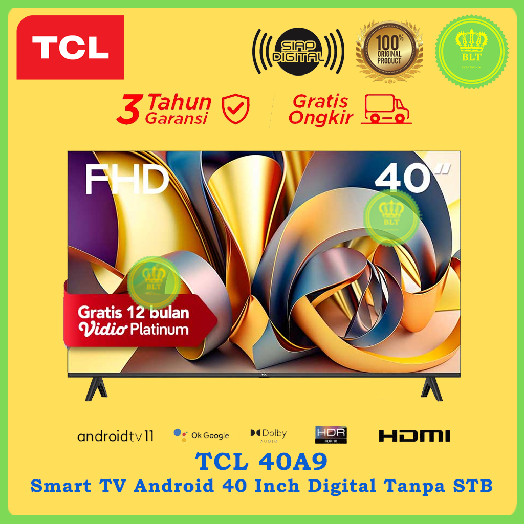 Jual TCL 40A9 Smart TV Android LED 40 Inch FHD Digital DVBT2 Dolby
