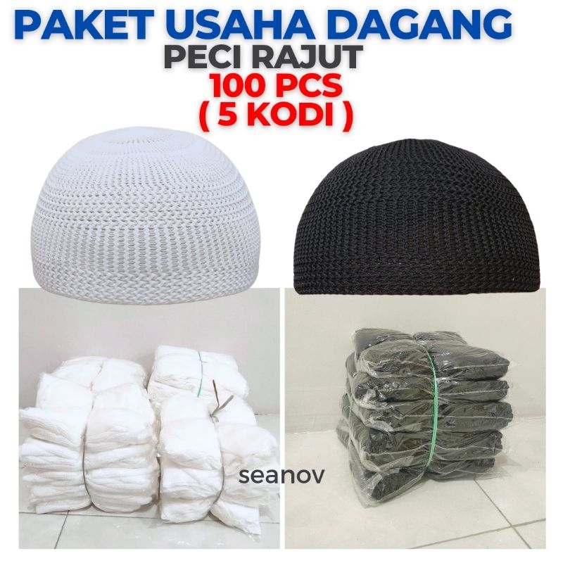 5 Kodi Isi 100 Pcs Peci Rajut Grosir Partai / Peci Haji / Peci Dewasa / Peci Mekah
