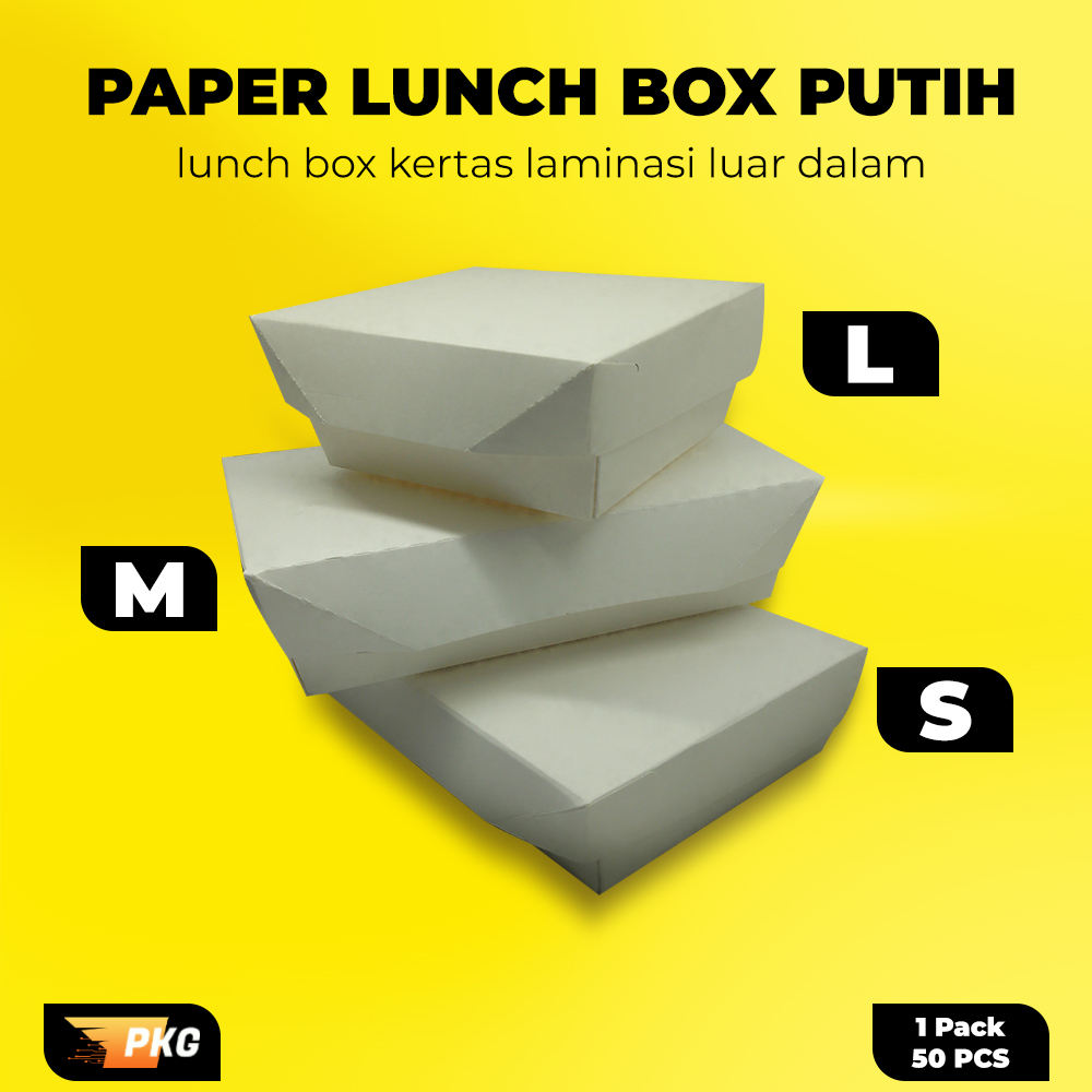 Jual Paper Lunch Box Putih All Size - Lunch Box Kertas - Paper Lunch