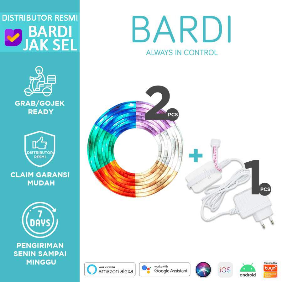 Jual BARDI Bundling 2 LED Strip RGBWW Wifi 4m & Adaptor 4m 1 A Lampu
