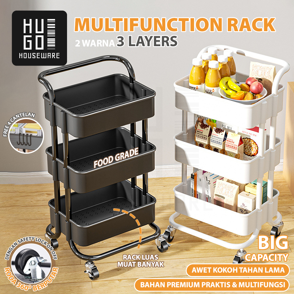 Jual HUGO Rak Dapur Dorong Besi Stainless Steel Rak Troli Susun ...