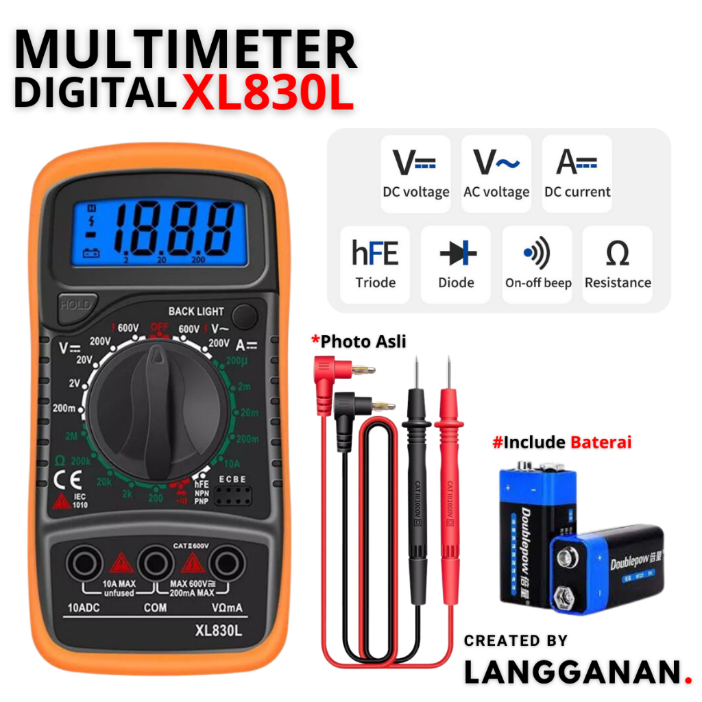 Jual BARU XL830L Multimeter Multitester Avometer Digital Alat Tes ...