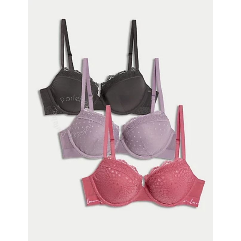 Jual BIG SALE Marks & Spencer London 3 Pack Lace & Mesh Wired Balcony