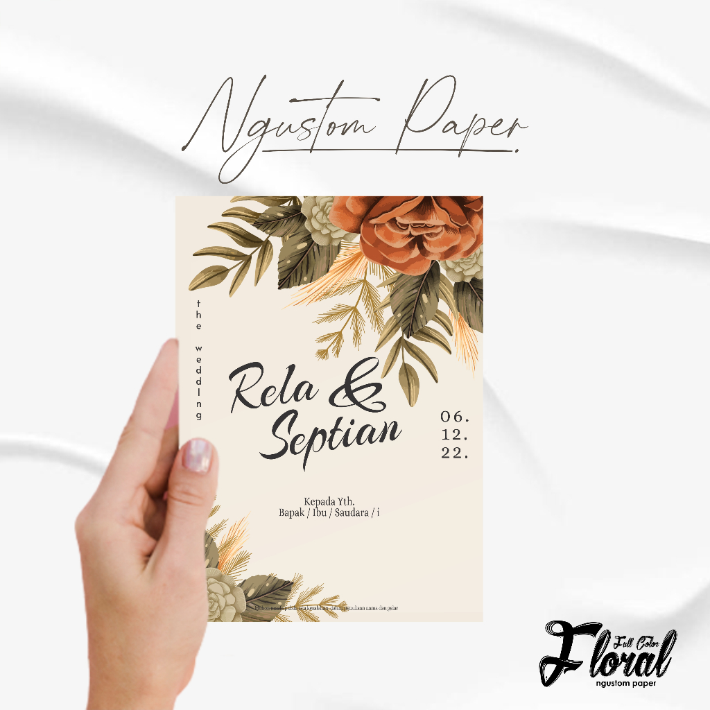 Jual Ngustompaper - Undangan Pernikahan Floral Full Color | Undangan