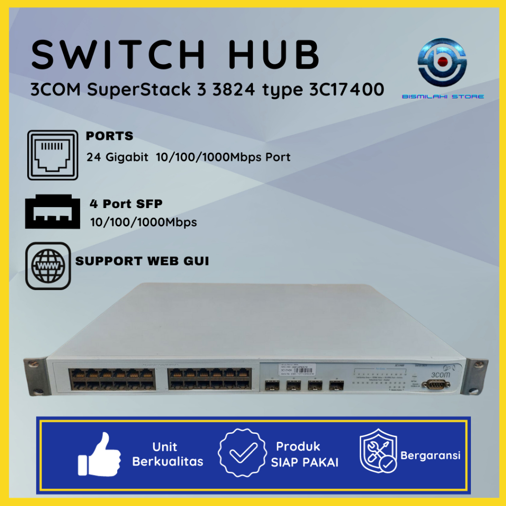 Jual Switch Hub Gigabit Manageable 24 Port + 4 Port SFP 3824