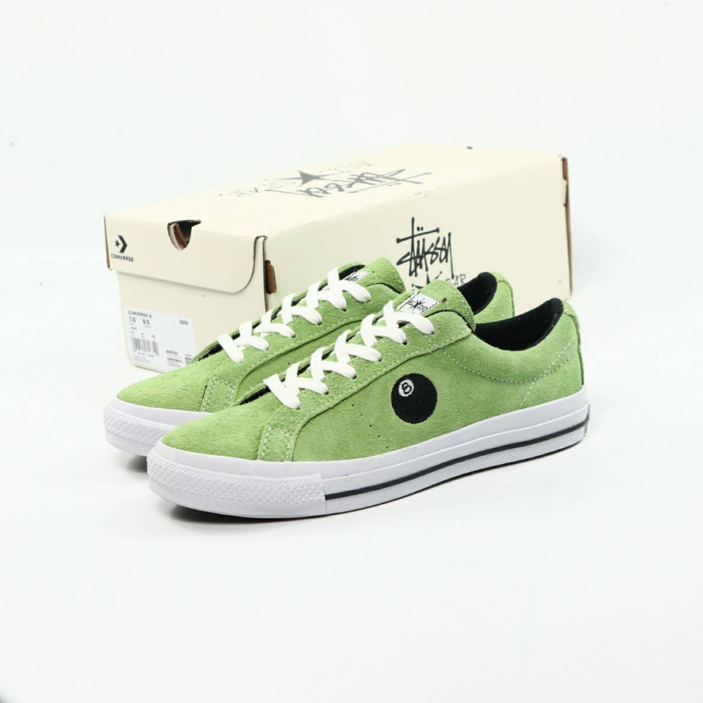 Jual SEPATU CONVERSE ONE STAR STUSSY PRO OX LOW 8 BALL GREEN FLASH