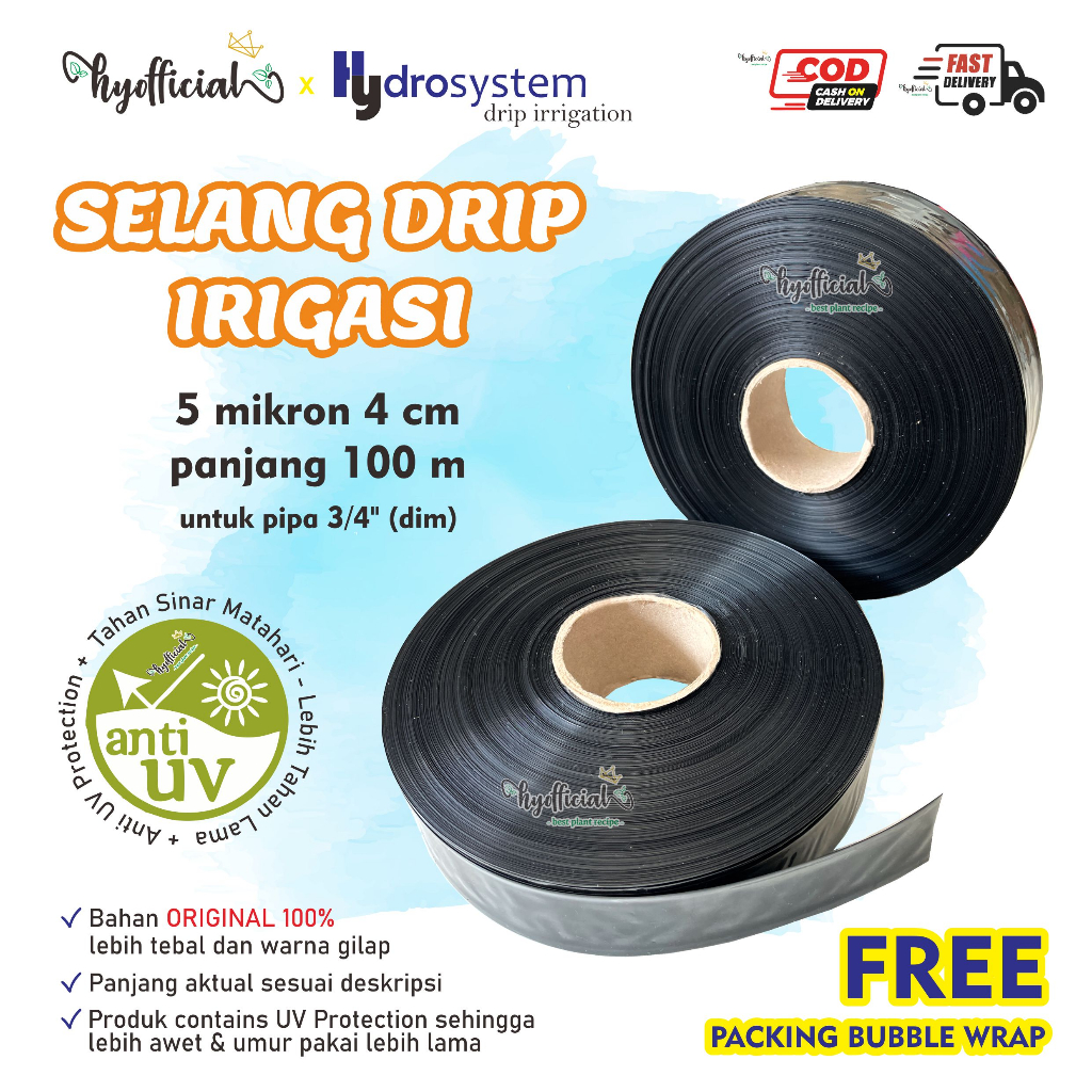 Jual Selang Drip Irigasi Pertanian 5 mikron 4 cm 100 meter - Pipa 3/4 ...