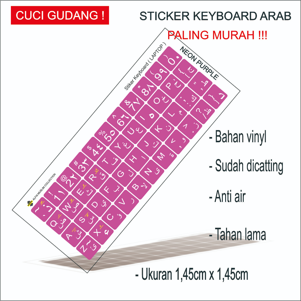 Jual STIKER KEYBOARD ARAB ANTI AIR (bahan Vinyl, sudah dicutting ...