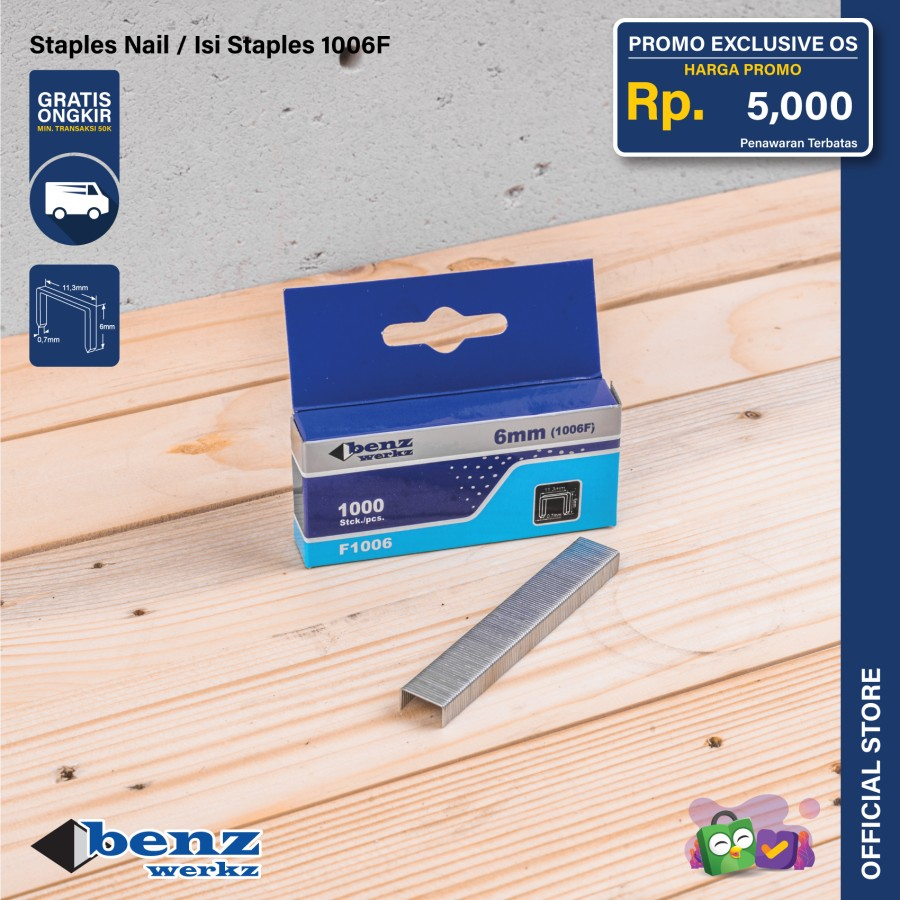 Jual Isi Staples Tembak F Mm Pcs Staples Nail Benz Werkz Shopee Indonesia