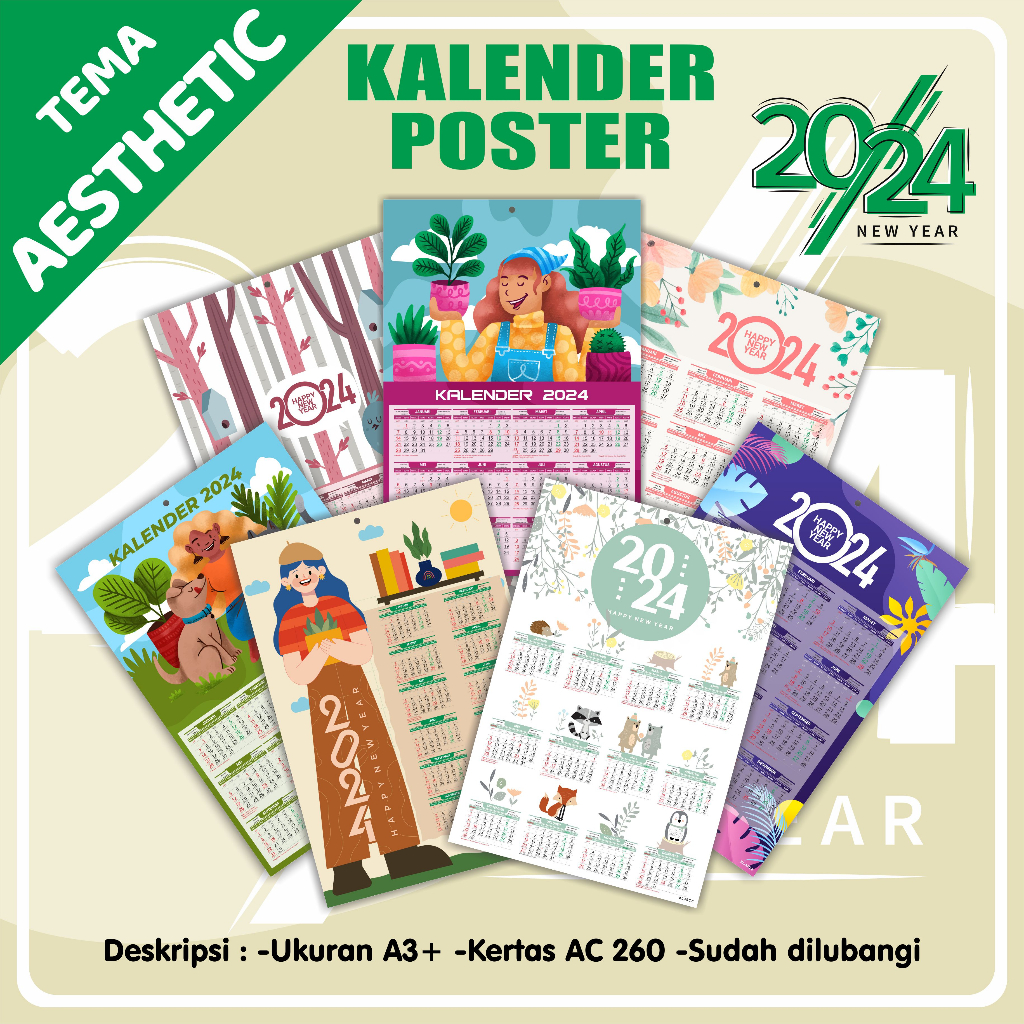 Jual Kalender poster AESTHETIC - Kalender dinding aesthetic 2024 ...