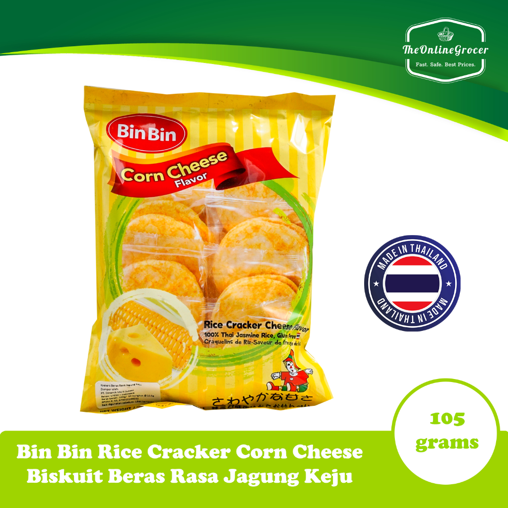 Jual Bin Bin Rice Crackers Corn Cheese 105gr Biskuit Beras Rasa Jagung Keju Shopee Indonesia