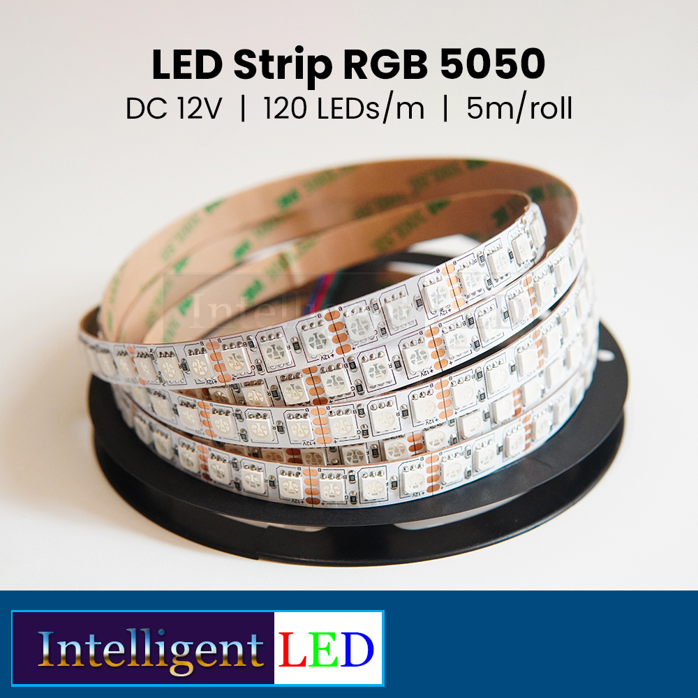 Jual LED RGB Strip 5050 120 LED DC 12v 5m/roll PCB White | Shopee Indonesia