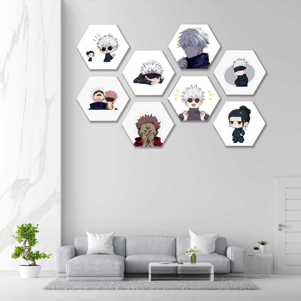 Jual HIASAN DINDING HEXAGONAL ANIME GOJO AESTHETIC / POSTER KAYU / WALL