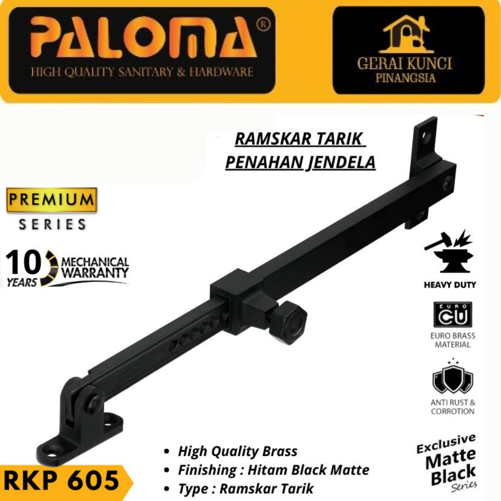 Jual PALOMA RKP 605 RAMSKAR TARIK PENAHAN JENDELA LAMSKAR MATTE BLACK ...
