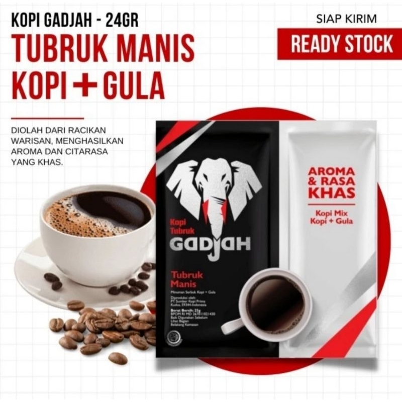 Jual Gajah Kopi Tubruk Gula Sachet 10 5 Shopee Indonesia 3134