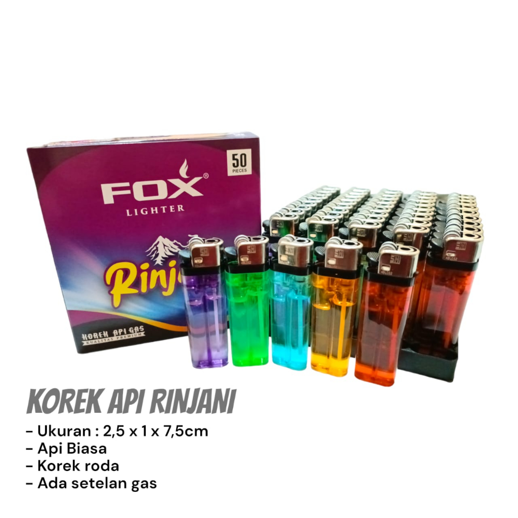 Jual KOREK API GAS RINJANI KOREK FOX MANCIS WARNA WARNI SNI LIGTHER ...