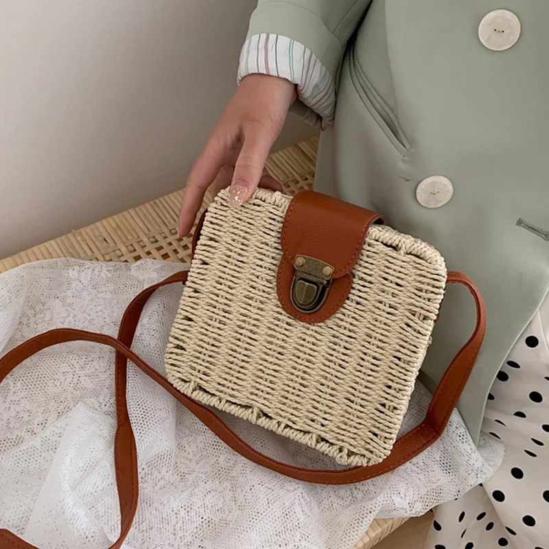 Jual Boxy Straw Sling Bag Tas Wanita | Shopee Indonesia