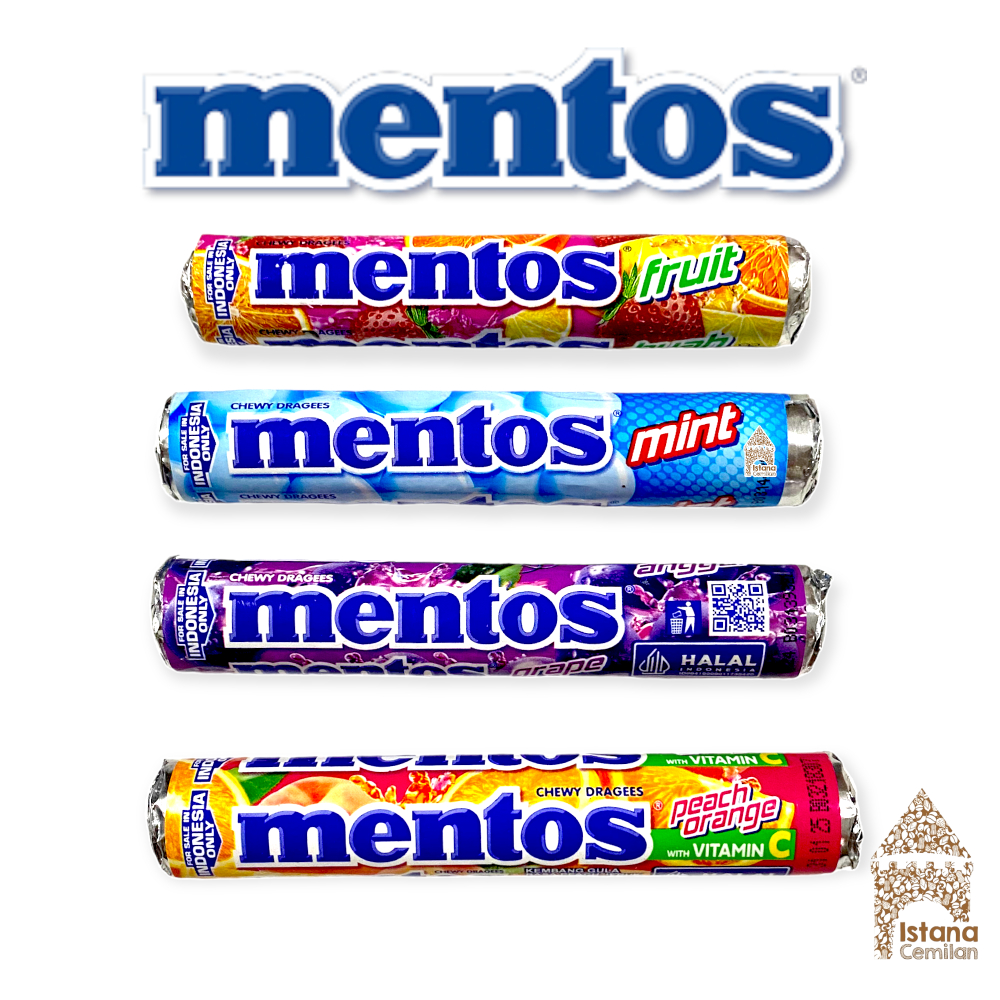 Jual MENTOS Roll Permen Chewy Dragees Mint / Fruit / Peach Orange