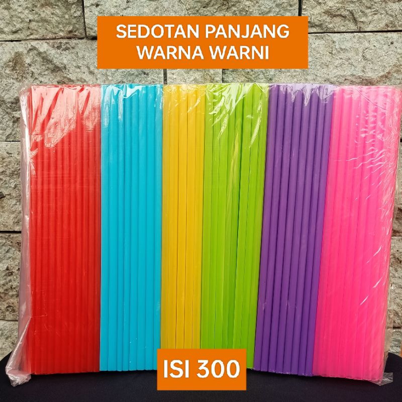 Jual (ISI 300 PCS) SEDOTAN WARNA WARNI PANJANG / SEDOTAN 5 WARNA