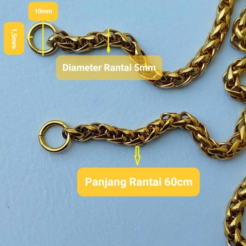 Jual Rantai Kuningan Elegant 5mm Panjang 60cm | Shopee Indonesia