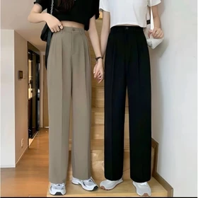 Loose Pants Trousers Wanita Highwaist Celana Kulot Kantor Anti Kusut Bahan Polyester BY Roliz
