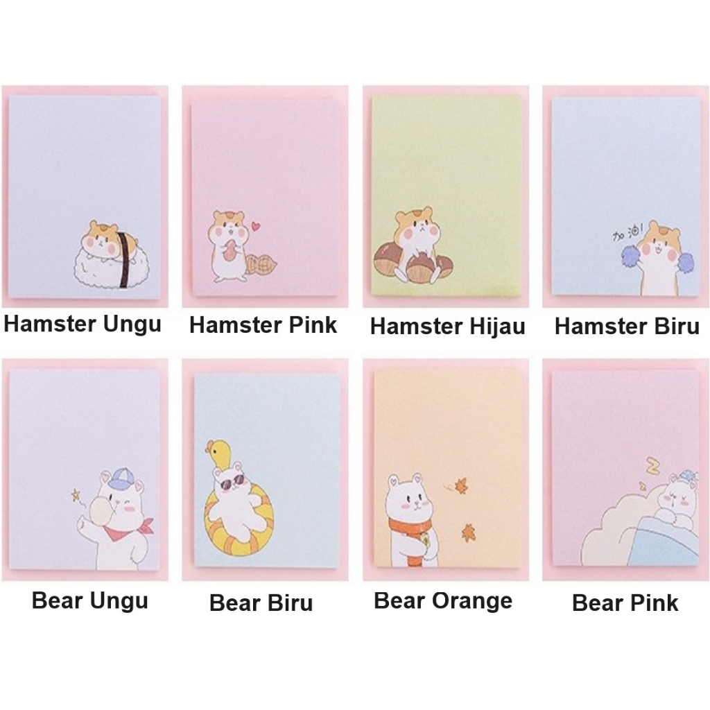 Jual Sticky Note / Kertas Memo Hamster & Bear AT0137 | Shopee Indonesia