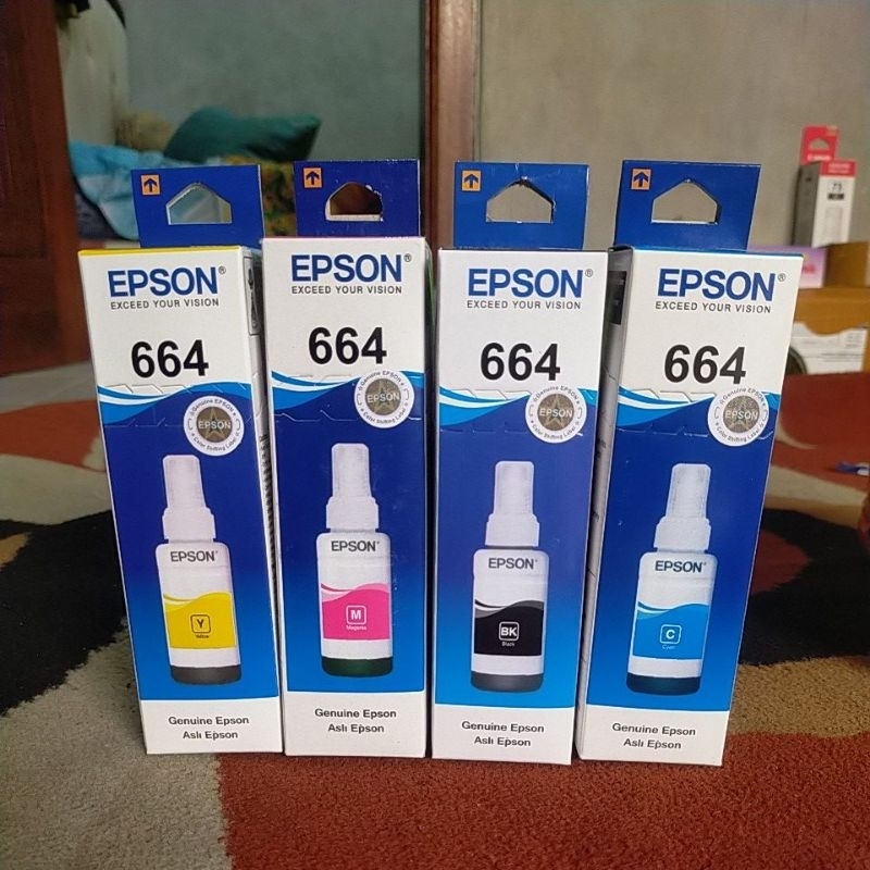 Jual Tinta Epson 664 Original 1set Black Cyan Magenta Yellow Shopee Indonesia 2195