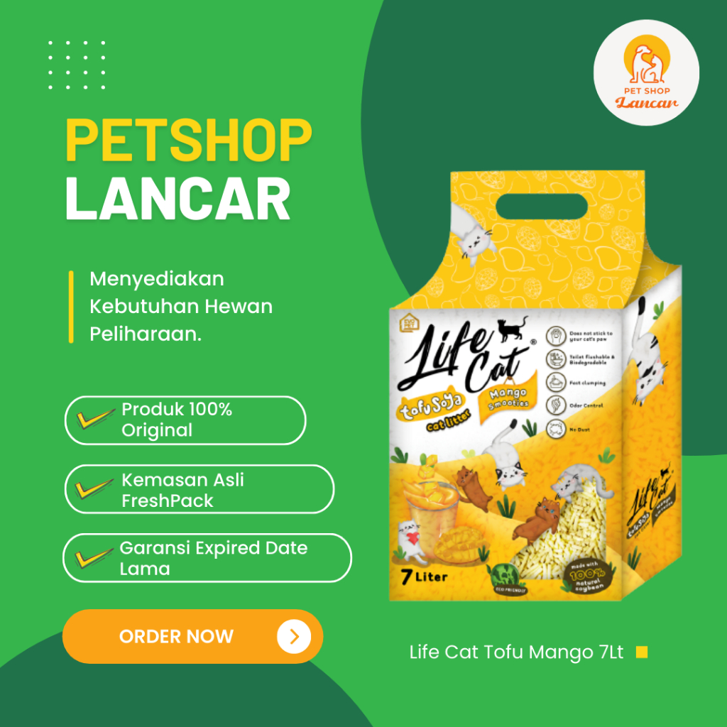 Jual Life Cat Tofu Soya Liter Pasir Kucing Gumpal Wangi Mango Smoothies Shopee Indonesia