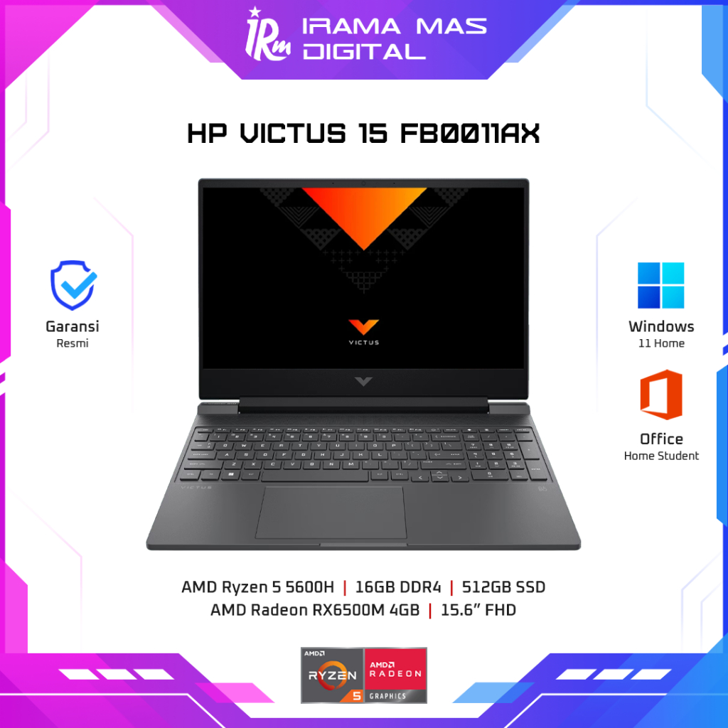 Jual HP VICTUS 15-FB0011AX AMD RYZEN 5 5600H 16GB 512GB SSD 15.6 FHD ...