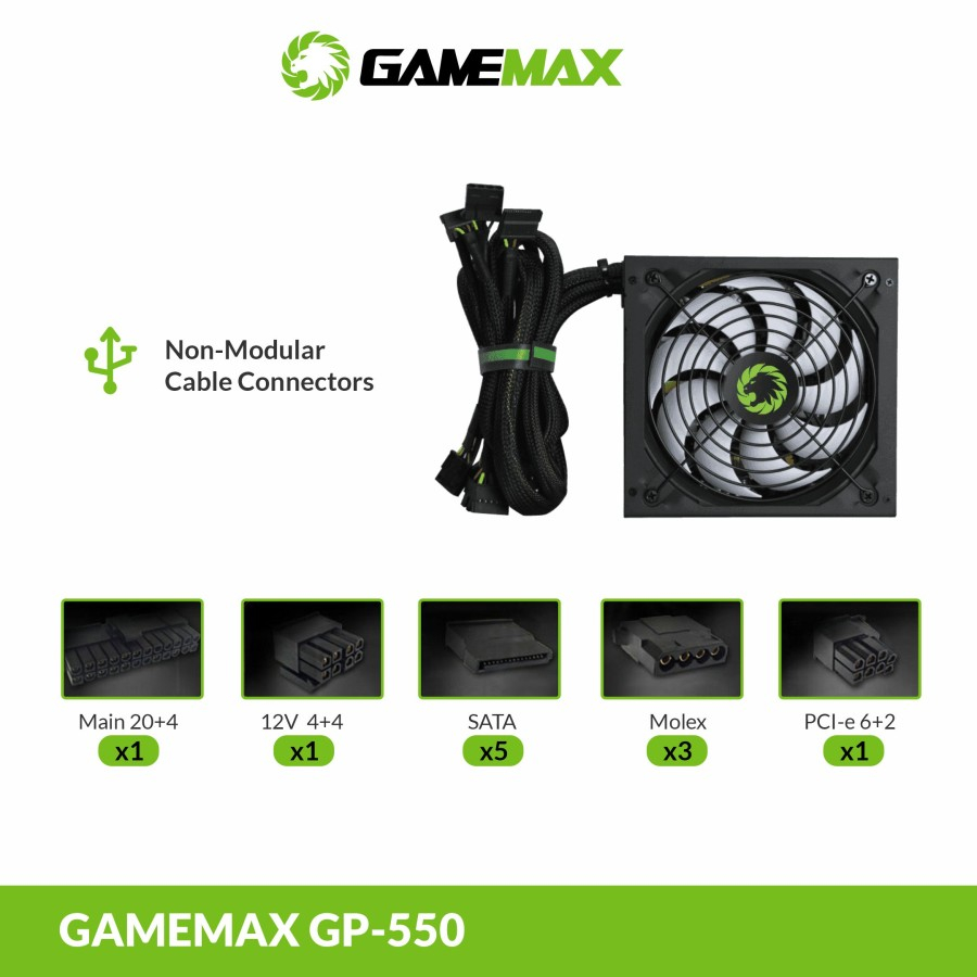 Jual Gamemax GP550 PSU 550 Watt +80 Pure GP Series Bronze Certified ...