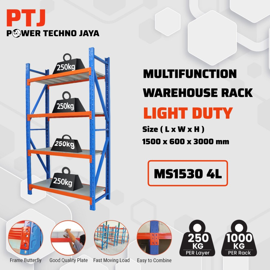 Jual MS1530 Rak Gudang KITARACK Warehouse Rack Light Duty 4 Layer ...