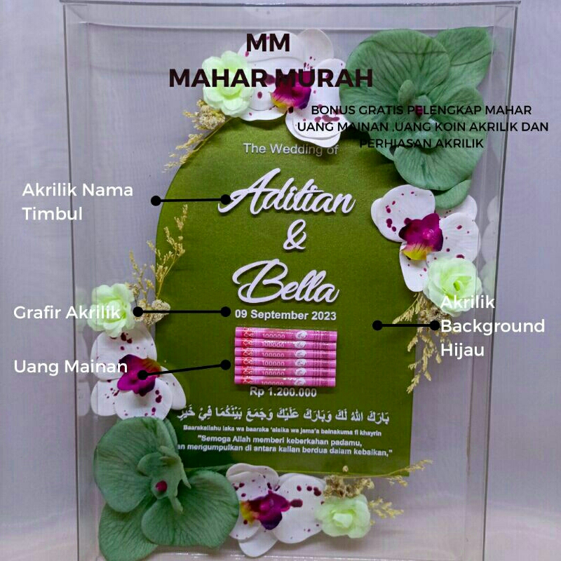Jual Mahar Pernikahan Akrilik Murah 35 x 25 Hijau | Shopee Indonesia