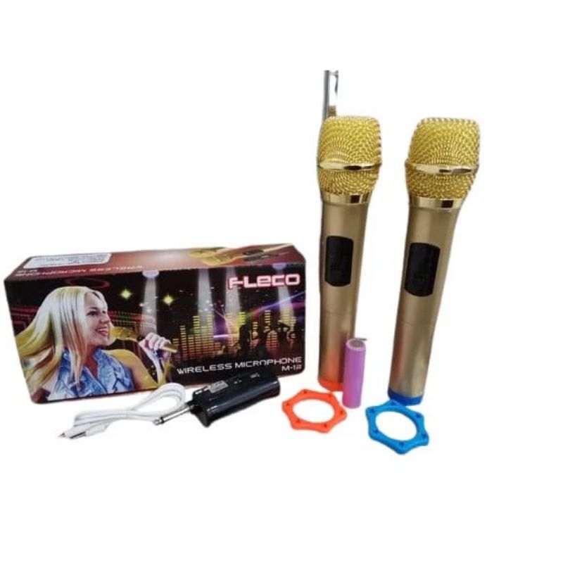 Jual microphone wireless fleco M12 mic karoke double tanpa kabel
