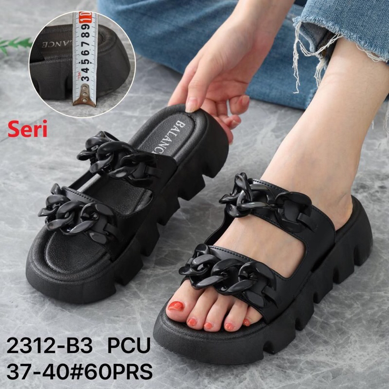 Jual Sandal Jelly Balance Sandal Slop Ban Dua Motif Rantai Hitam