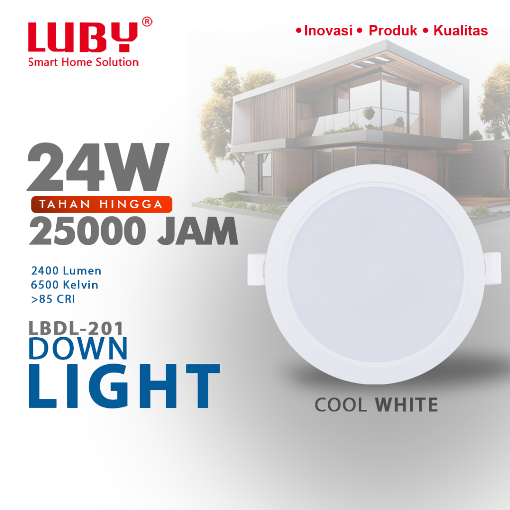 Jual LUBY LED Lampu Downlight INBOW Bulat 24 Watt Cahaya Putih LBDL 201 ...