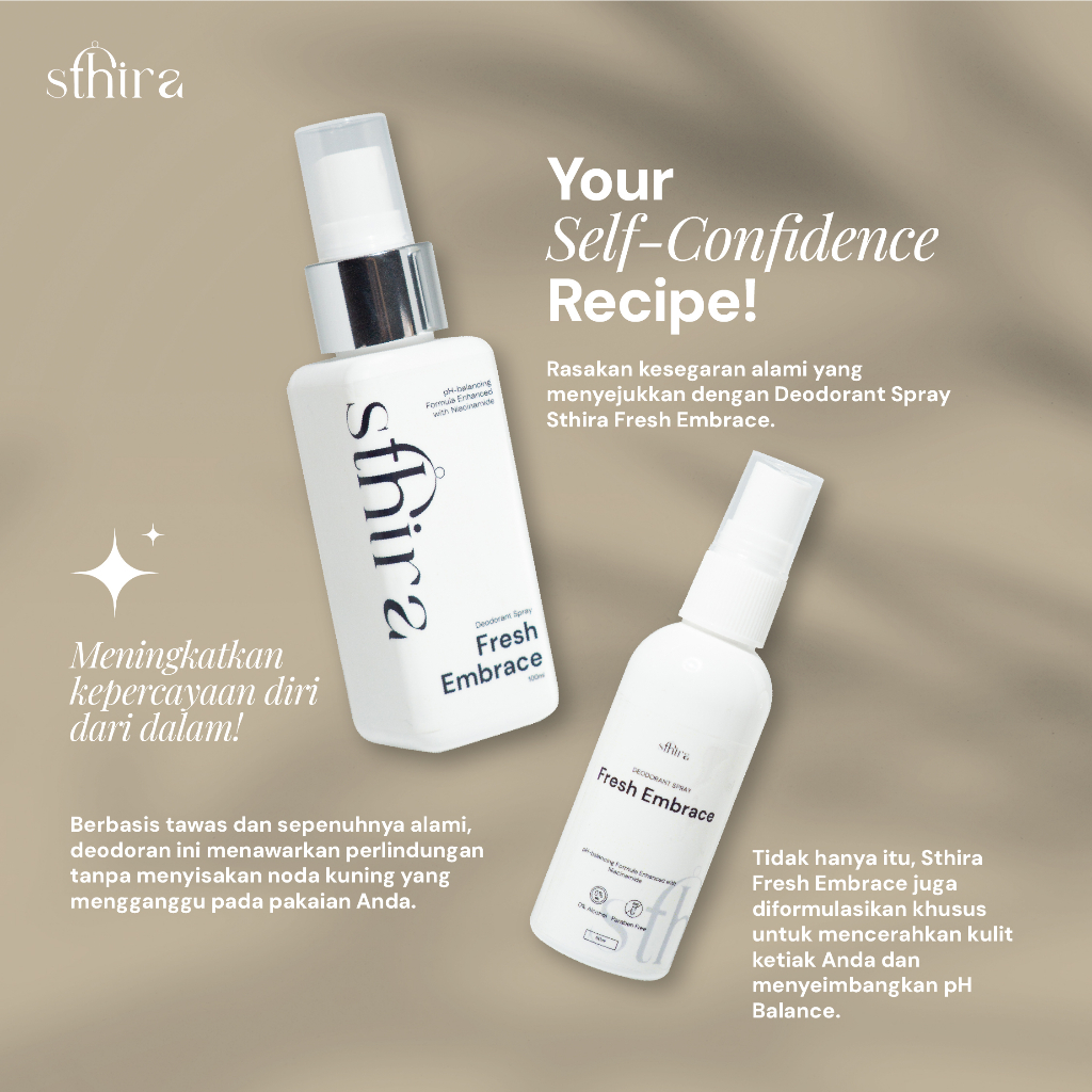 Jual [2 PCS 100ml] Sthira Fresh Embrace Deodorant Spray | Natural ...