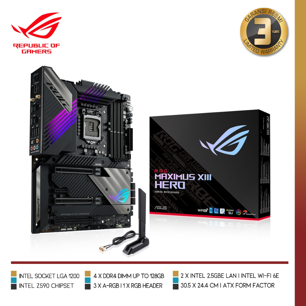 Jual ASUS ROG MAXIMUS XIII HERO Motherboard Intel Z590 LGA 1200 ATX