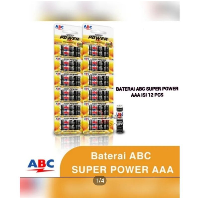 Jual BATERAI ABC R03/AAA SUPER POWER ISI 12 PCS ORIGINAL 100% | Shopee ...