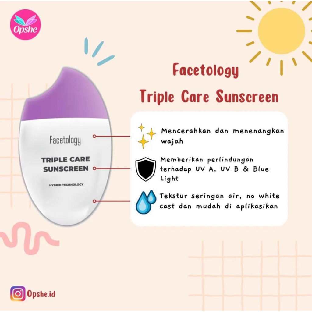 Jual Facetology Triplecare Sunscreen Shopee Indonesia